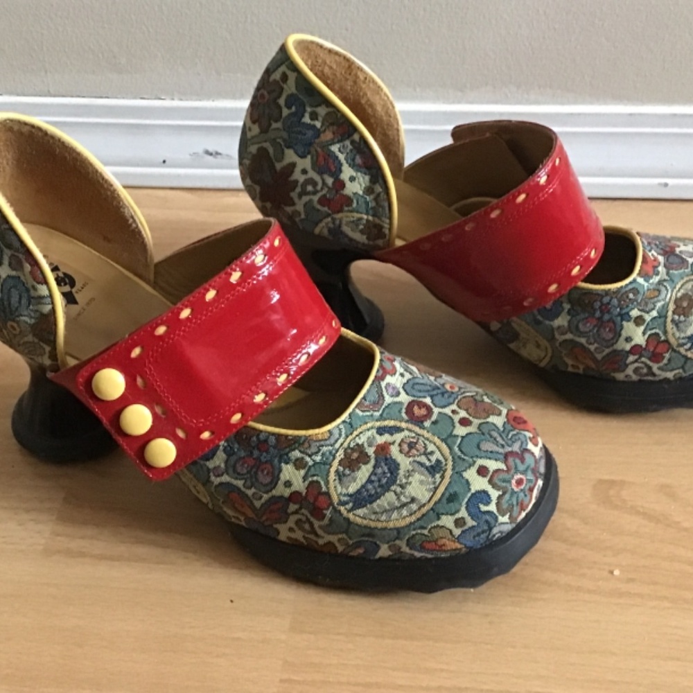 JOHN FLUEVOG LADIES ZAZA MARY JANE WIDE STRAP FABRIC  SHOE inc. SHOE BAG - Picture 2 of 15